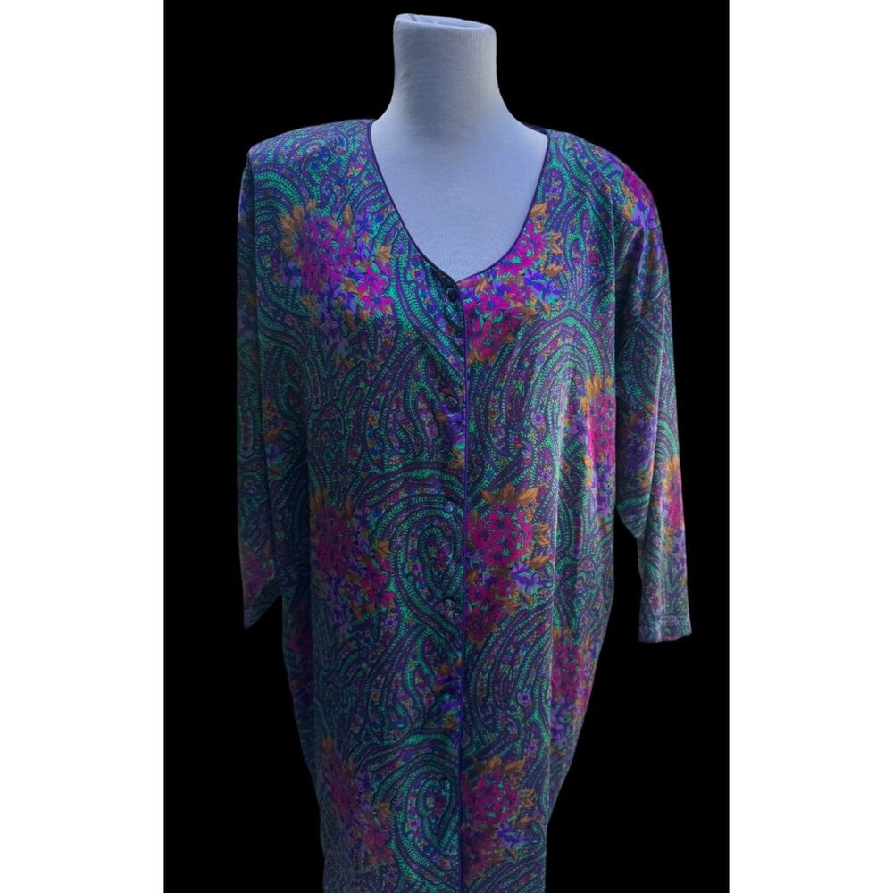 Victorias Secret Multicolor Floral Paisley Button-Up Gown M/L Gold Label